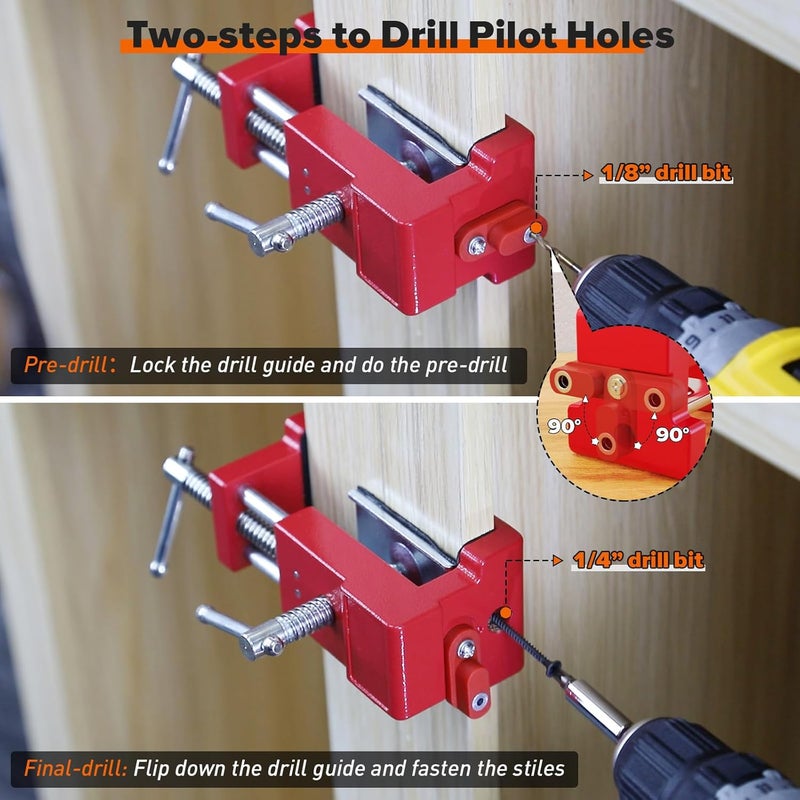 Sebupar Cabinet Clamps, Cabinet Installation Cabinetry Clamps Face Frame Clamps Tools with Two Side Screws and Alignment Plate, 2 Pack, Red - Image 5